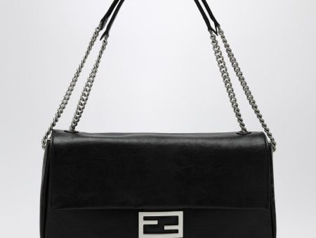 Fendi Black Leather Chain Large Baguette Women Sale