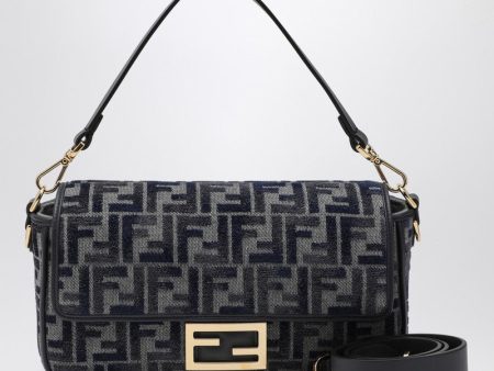 Fendi Ff Dark Blue Chenille Baguette Bag Women Sale