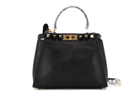 Fendi Peekaboo Medium Calfskin Studded Black GHW For Discount