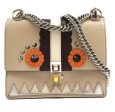 Fendi Flap Rare Monster Faces Kan I Long Shoulder Chain Strap Beige Multicolor Leather Cross Body Bag Discount