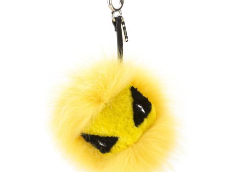 Fendi Cedar Yellow Mixed Fur Eye Tria Key Charm (New with Tags) on Sale