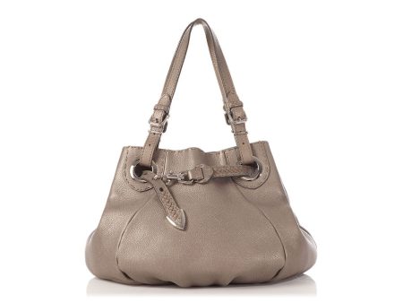 Fendi Metallic Silver Selleria Belted Bucket Tote Discount