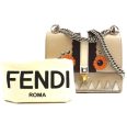 Fendi Flap Rare Monster Faces Kan I Long Shoulder Chain Strap Beige Multicolor Leather Cross Body Bag Discount