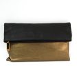 Fendi Gold Black Leather Chameleon Fold-Over Clutch (SHA-12056) For Sale