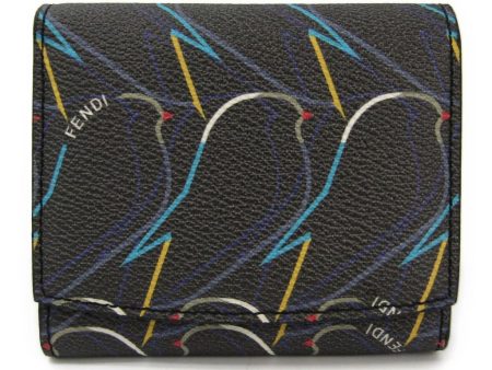 Fendi Dark Grey Coated Canvas Birds Compact Wallet (SHA-16419) on Sale