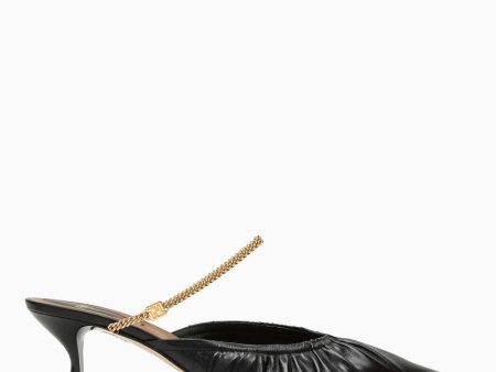 Fendi Colibri Lite Sabot With Heel In Black Leather Women on Sale