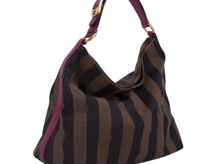 Fendi Leather-Trimmed Pequin Hobo Bag Sale