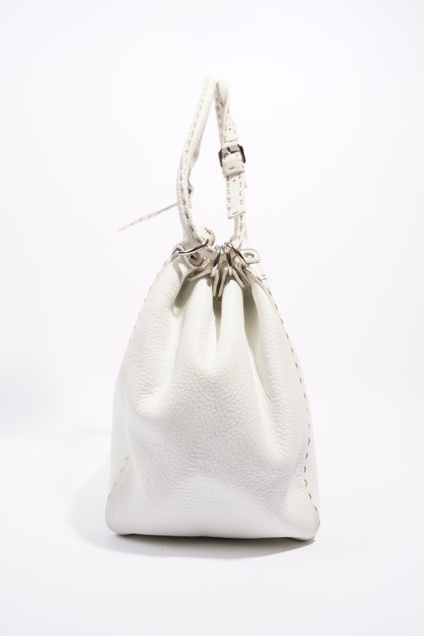 Fendi Womens Selleria Bucket Bag White Sale