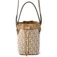 FENDI Montresor 2WAY Shoulder Bag Beige White 8BS010 Raffia Leather Size Mini Discount