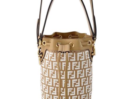 FENDI Montresor 2WAY Shoulder Bag Beige White 8BS010 Raffia Leather Size Mini Discount