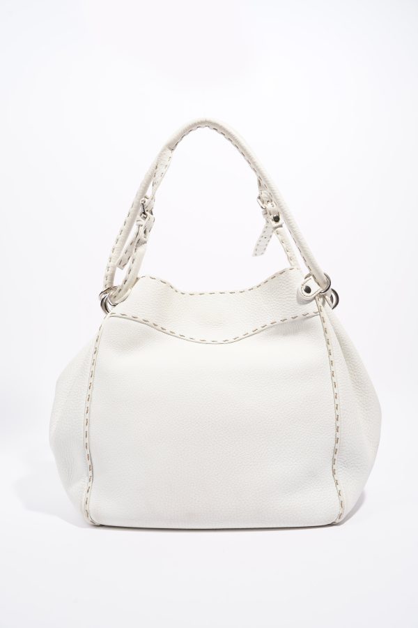 Fendi Womens Selleria Bucket Bag White Sale