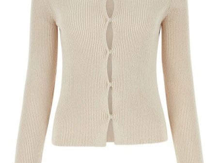 Fendi Woman Sand Cotton Blend Cardigan Online Sale