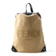 FENDI Backpack Beige Black 7VZ057 Canvas Leather Cheap