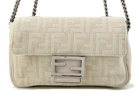 FENDI Baguette ChainShoulder Ivory 8BR793 pile Hot on Sale