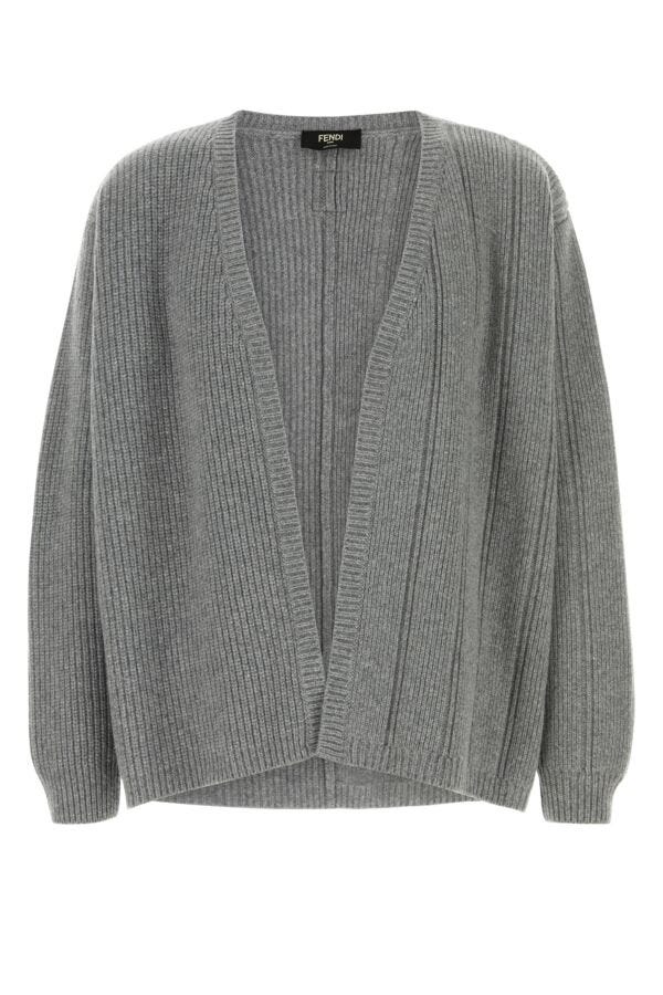 Fendi Man Grey Cashmere Blend Cardigan Online now