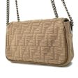 FENDI Midi Baguette FF Fabric ChainShoulder Bag Beige 8BR793 Fabric suede For Sale