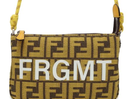 FENDI Fragment Collaboration Baguette Slim Clutch Yellow Brown White 8BS073 Canvas Online