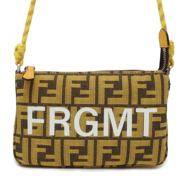 FENDI Fragment Collaboration Baguette Slim Clutch Yellow Brown White 8BS073 Canvas Online