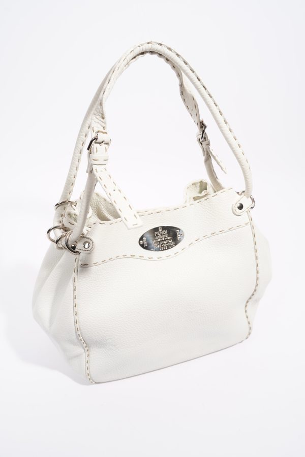 Fendi Womens Selleria Bucket Bag White Sale