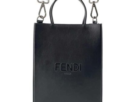 FENDI 2way Shopping Tote Black 7VA512 Leather Fashion