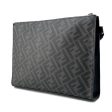 FENDI Zucca Slim Clutch Bag Black Gray 7VA491 PVC Coated Canvas Leather Online now