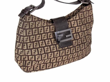 Fendi Leather Trimmed Zucca Baguette For Cheap