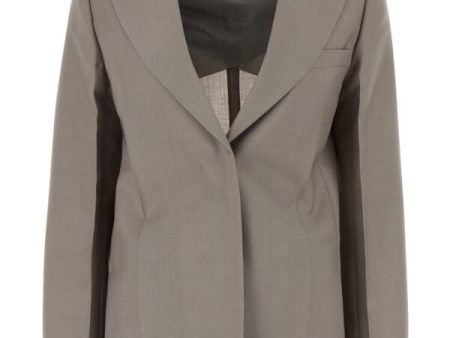 Fendi Woman Dove Grey Mohair Blend Blazer Sale