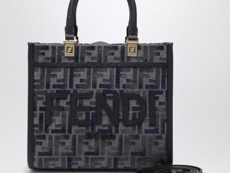 Fendi Dark Blue Ff Chenille Small Sunshine Bag Women on Sale