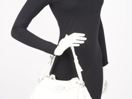 Fendi Womens Selleria Bucket Bag White Sale