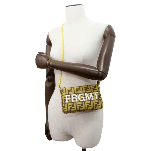 FENDI Fragment Collaboration Baguette Slim Clutch Yellow Brown White 8BS073 Canvas Online