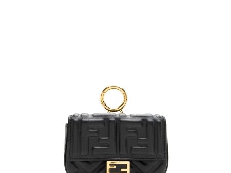 Fendi FF Embossed Nano Baguette Charm Crossbody Bag For Discount