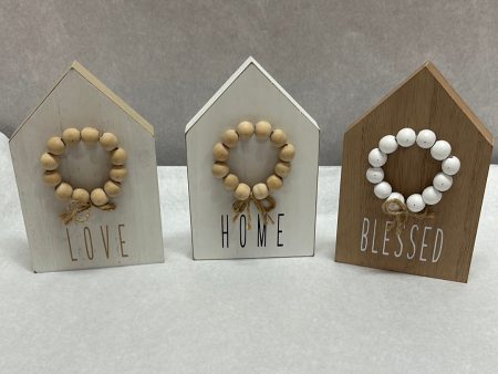 WOOD TBLTP SIGN W BLESSING BEAD-7836 Fashion